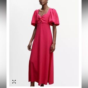 Mango Women's Bold Pink Midi Dress